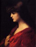 Jean-Jacques Henner Study of a Woman in Red oil painting reproduction